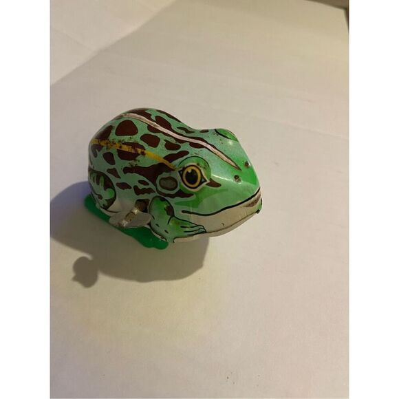 Vintage Adorable 2160 Jumping Frog YONE Japan Wind Up Toy Tin Litho - Picture 1 of 5